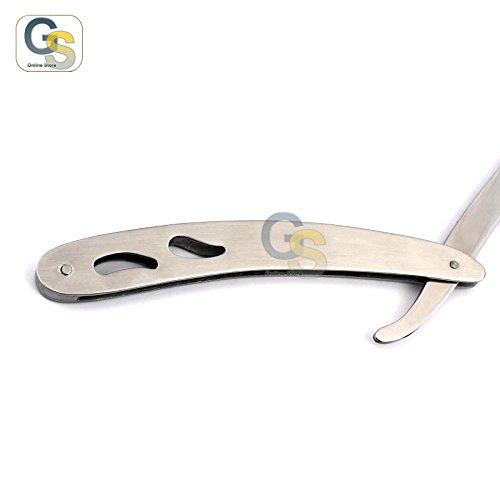 G.S | סכין גילוח קצה ישר מקצועי, להב נירוסטה עמיד לגילוח נוח קרוב, כולל 20 להבים